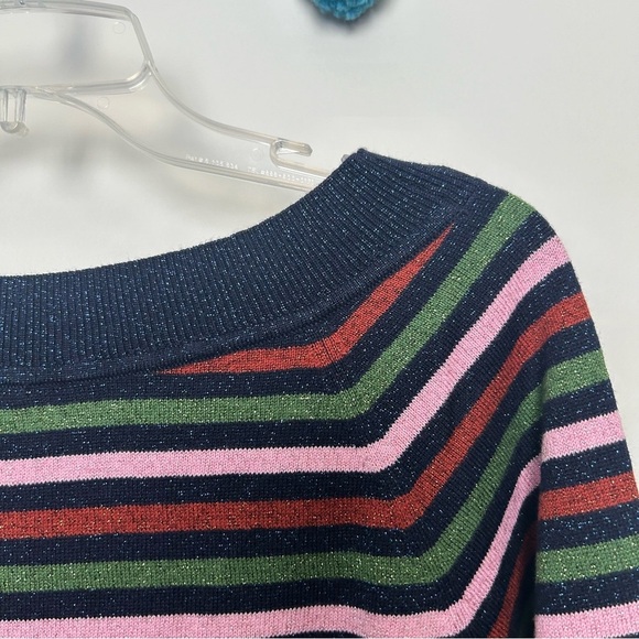 Boden Mabel Metallic Bishop Sleeves Striped Sweater - Picture 6 of 7